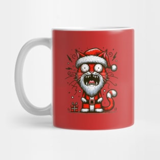 Crazy screaming Santa cat Mug